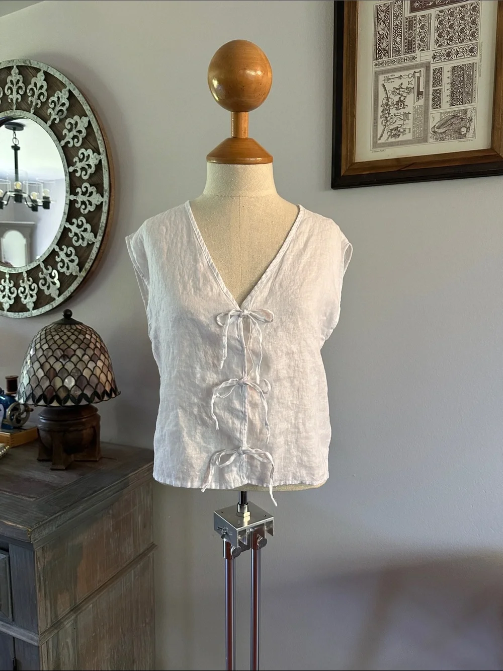Linen Tie-Front Vest/Top - Picture 4 of 7